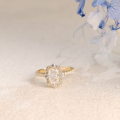 CausYou radiant cut diamond engagement ring Solid Gold Vintage Halo Radiant Cut Lab Diamond Engagement Ring | D Color VS1 IGI Certified (Copy)