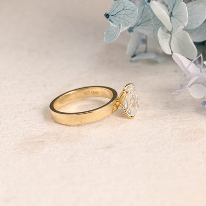 CausYou Radiant Cut Moissanite Engagement Ring Solid Gold 3mm Width Solitaire Radiant Cut Moissanite Engagement Ring