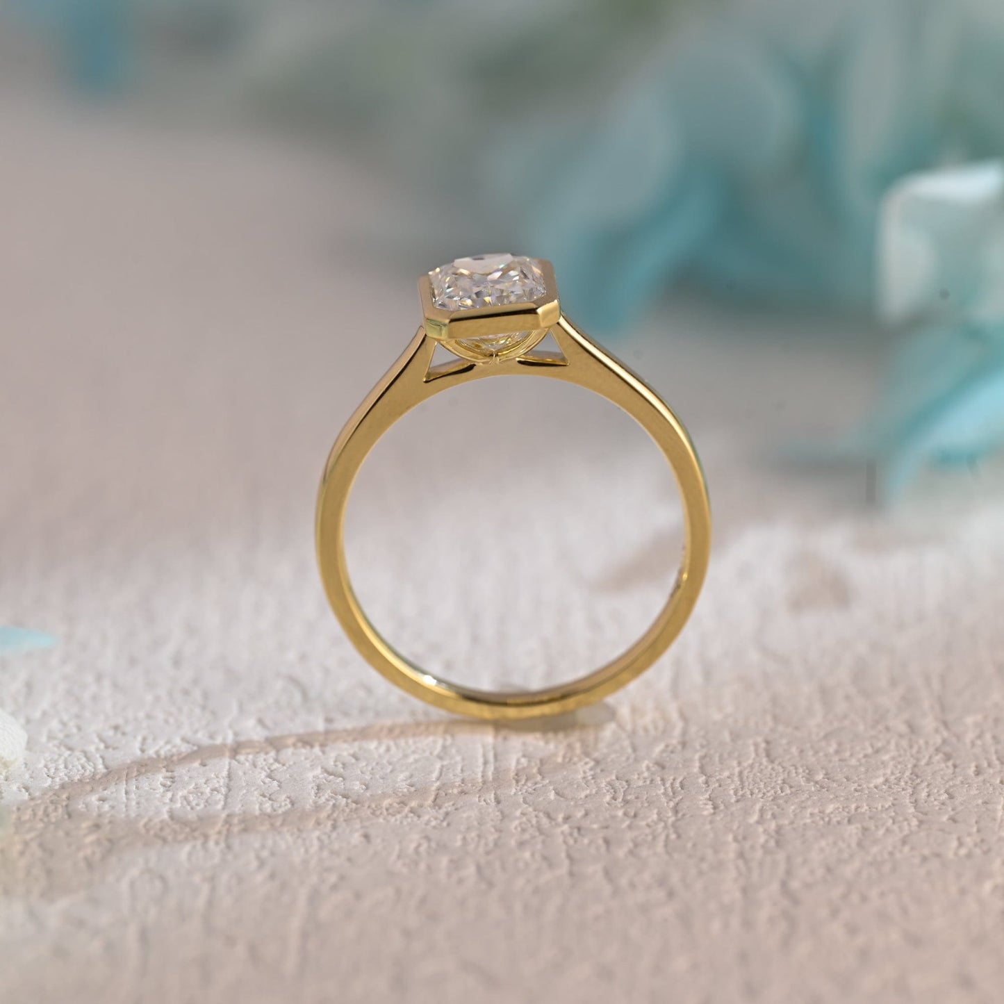 CausYou Radiant Cut Moissanite Engagement Ring Solid Gold Bezel Radiant Cut Moissanite Engagement Ring, Promise Ring, Proposal Ring for Women