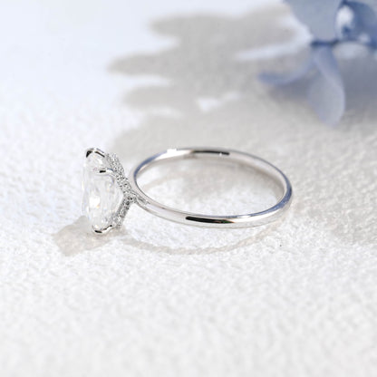 CausYou radiant cut moissanite engagement ring Solid Gold Crushed Ice Hidden Halo Radiant Cut Moissanite Engagement Ring