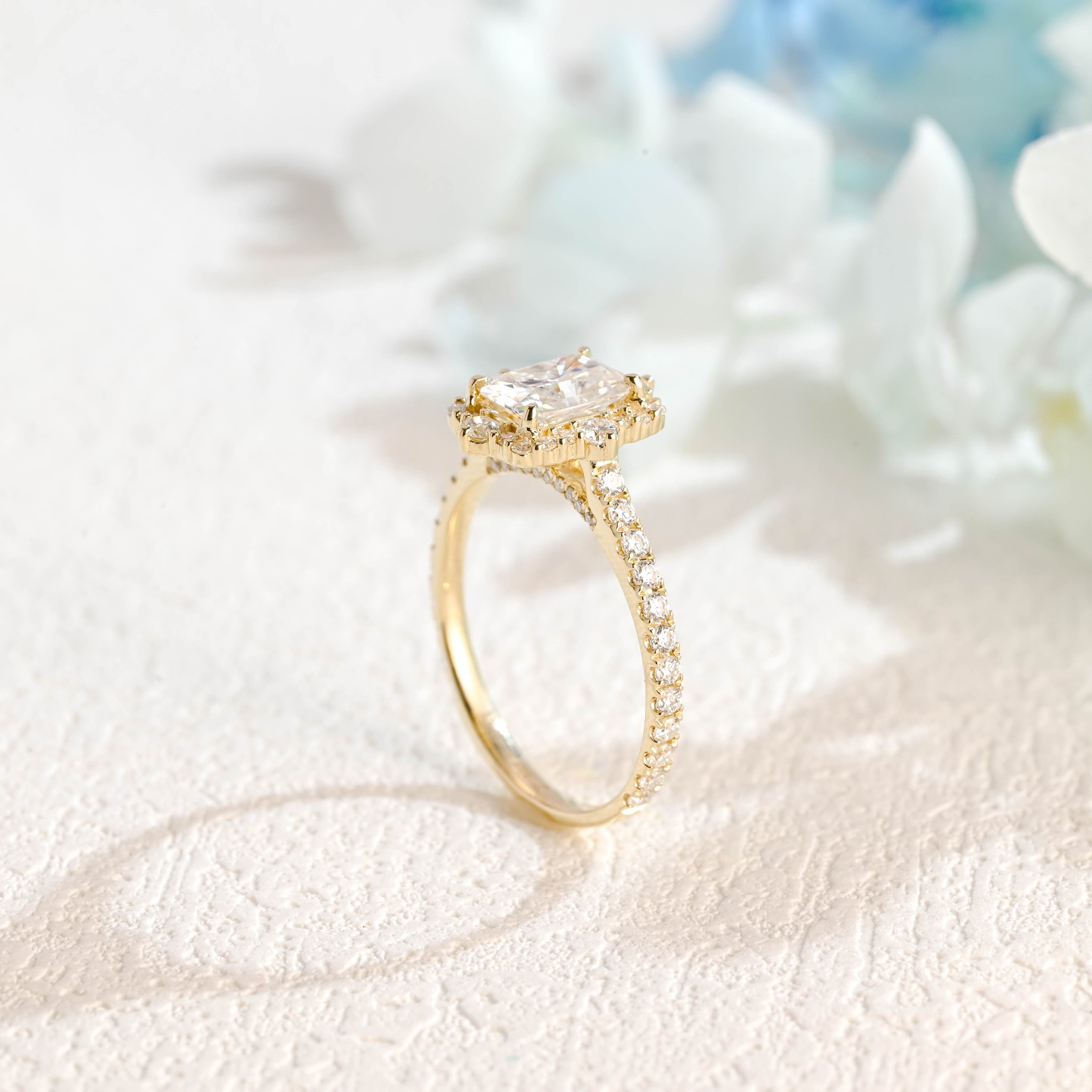 Baguette And Round Cut CZ Diamond Ring / Yellow Gold good Ring / Women's Daily Wear Ring / Engagement Proposal Ring / Wedding Bridesmaid Gift