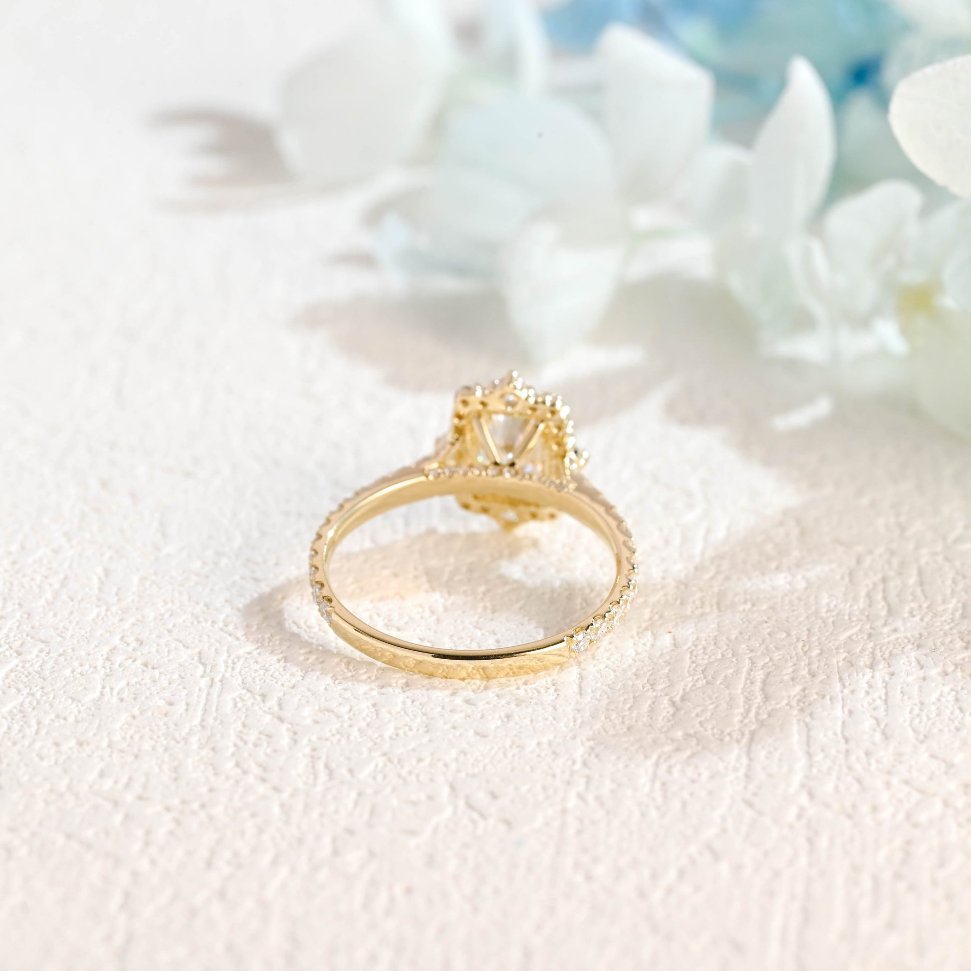 CausYou Radiant Cut Moissanite Engagement Ring Solid Gold Radiant Cut Moissanite Engagement Ring, Paved Promise Ring, Proposal Ring, Gift for Women Wife