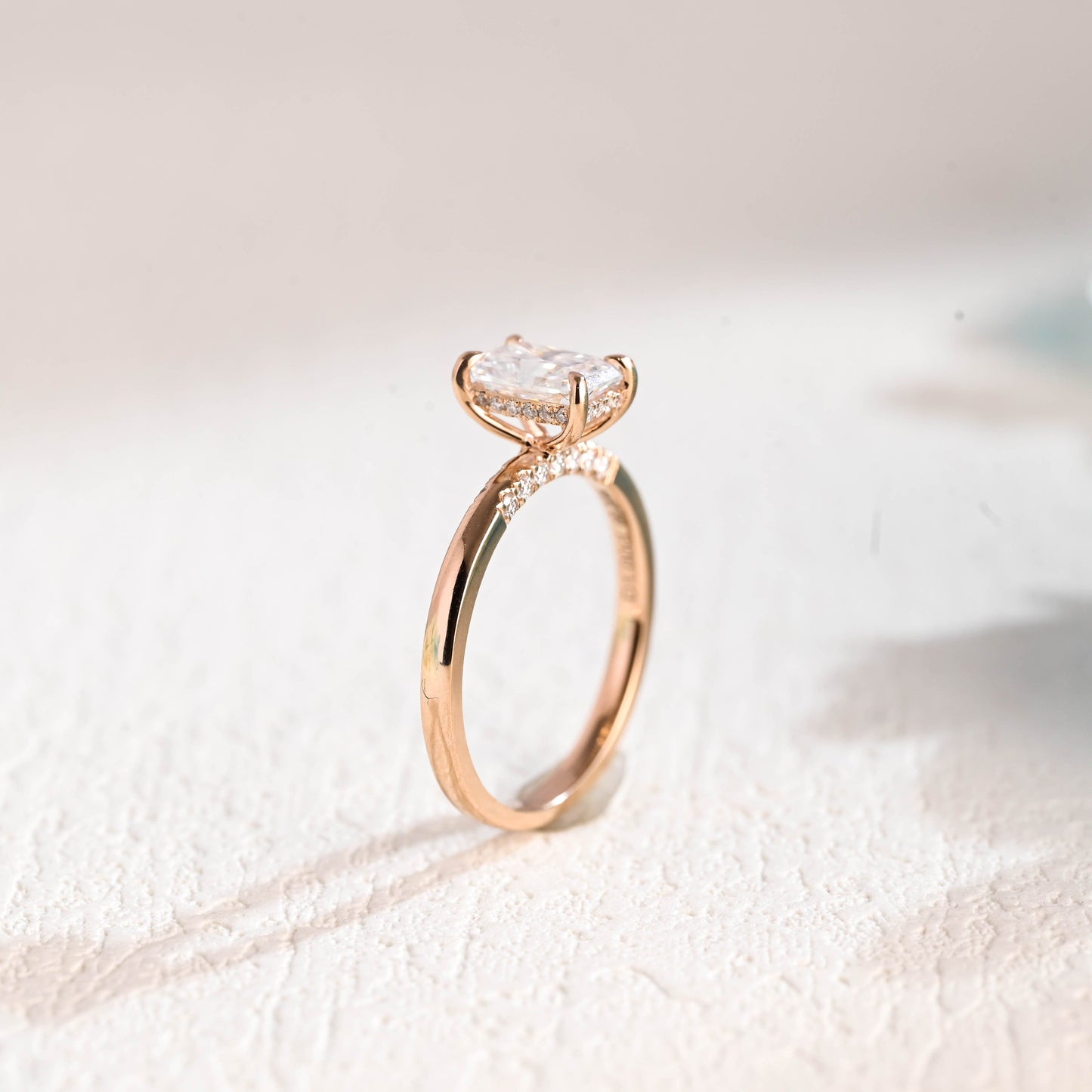 CausYou Radiant Cut Moissanite Engagement Ring Solid Gold Radiant Cut Moissanite Engagement Ring, Promise Ring, Proposal Ring, Gift for Women Wife