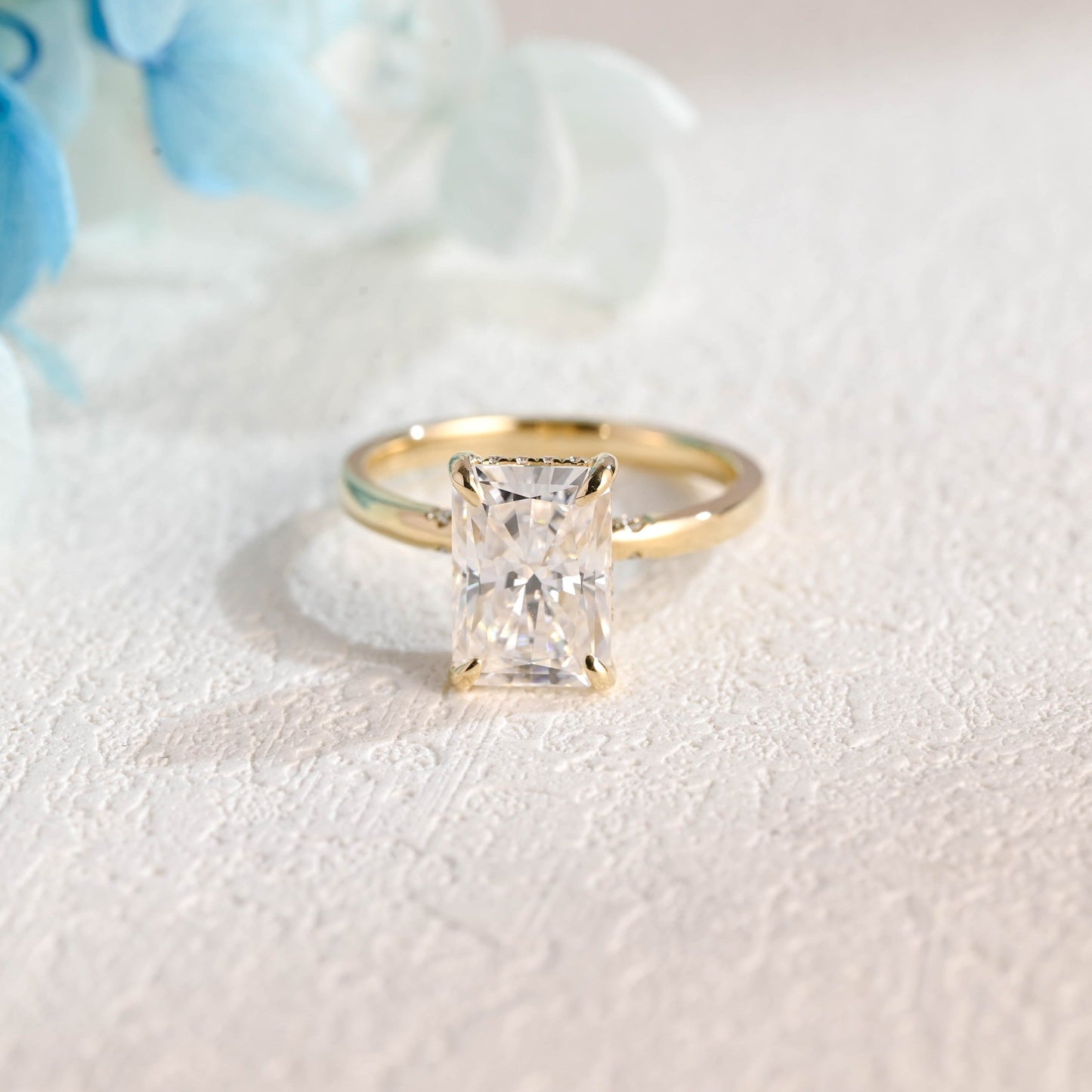 CausYou Radiant Cut Moissanite Engagement Ring Solid Gold Radiant Cut Moissanite Engagement Ring, Promise Ring, Proposal Ring, Gift for Women Wife