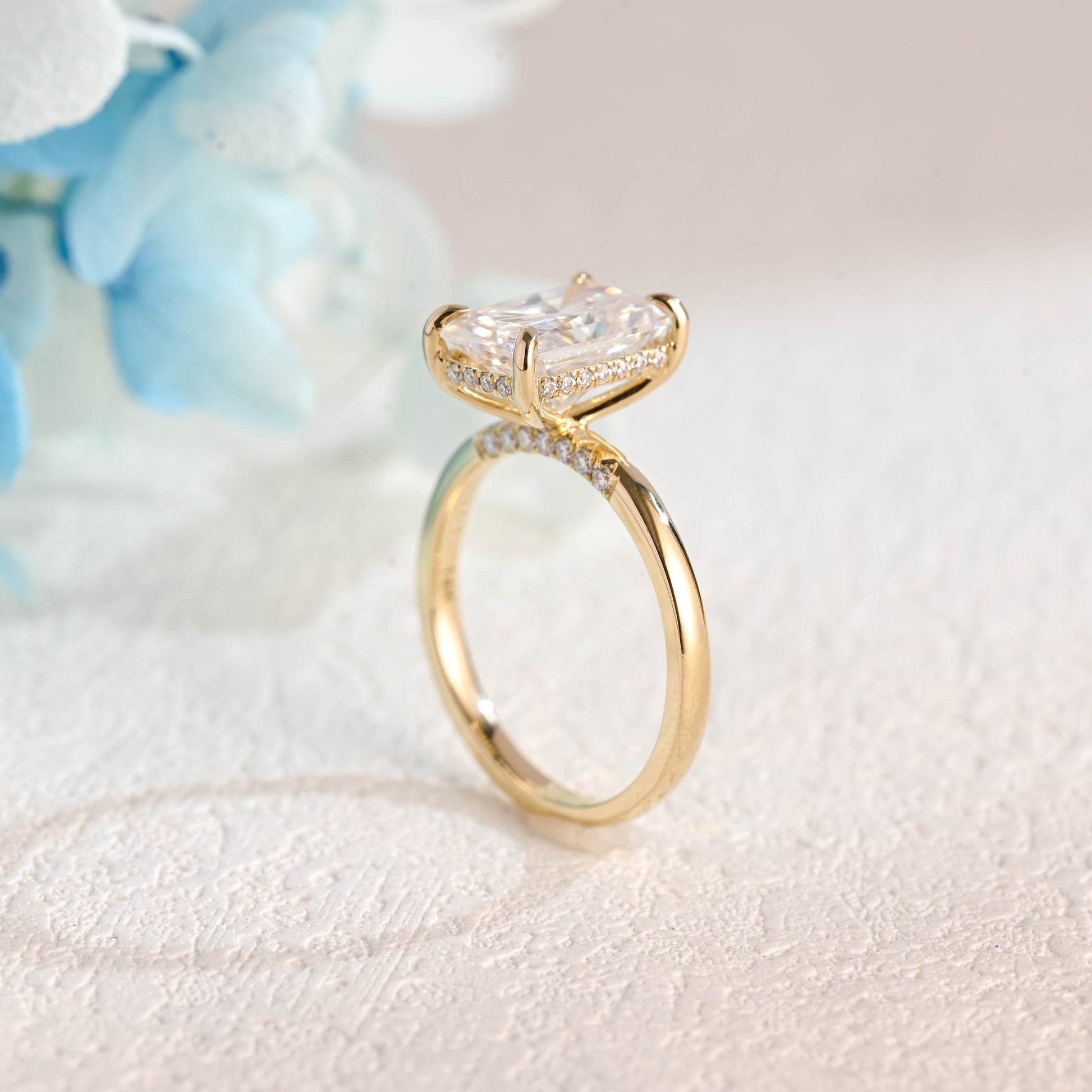 CausYou Radiant Cut Moissanite Engagement Ring Solid Gold Radiant Cut Moissanite Engagement Ring, Promise Ring, Proposal Ring, Gift for Women Wife