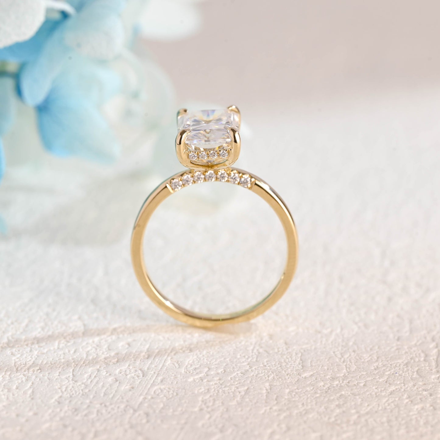 CausYou Radiant Cut Moissanite Engagement Ring Solid Gold Radiant Cut Moissanite Engagement Ring, Promise Ring, Proposal Ring, Gift for Women Wife