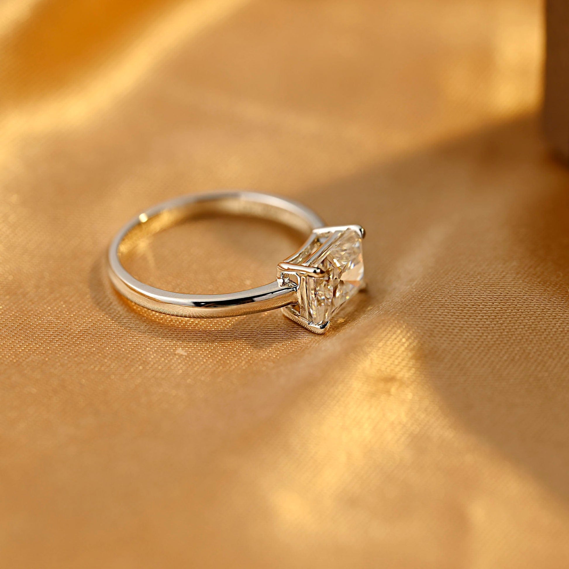 CausYou radiant cut moissanite engagement ring Solid Gold Radiant Cut Moissanite Engagement Ring, Solitaire Promise Ring, Proposal Ring, Gift for Women Wife