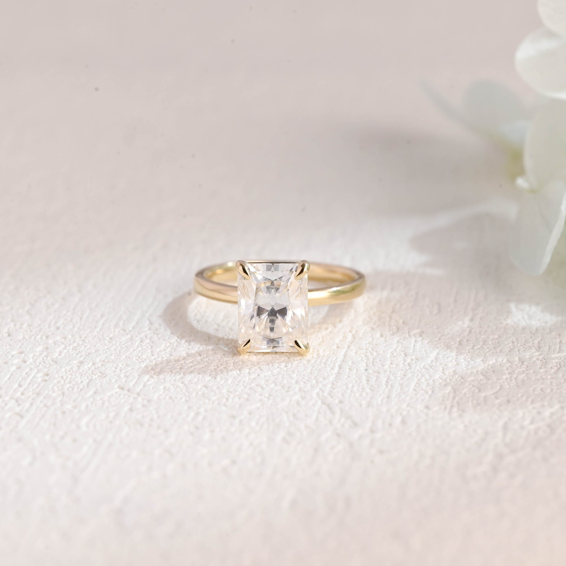 CausYou Radiant Cut Moissanite Engagement Ring Solid Gold Radiant Cut Moissanite Engagement Ring, Solitaire Proposal Ring, Wedding Ring for Women Wife