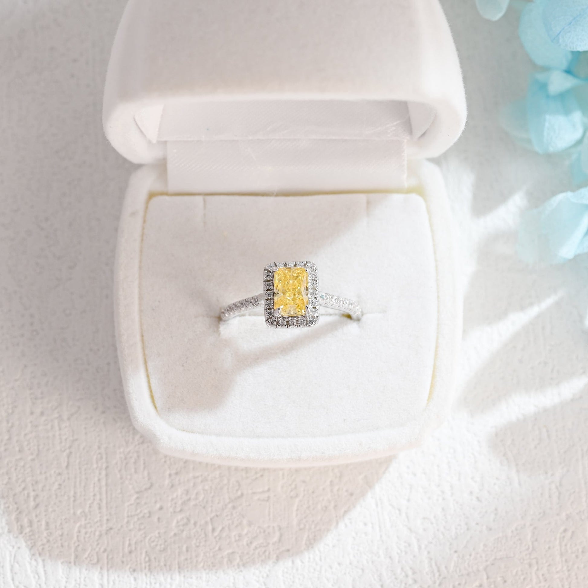 CausYou Radiant Cut Moissanite Engagement Ring Solid Gold Radiant Cut Yellow Moissanite Engagement Ring, Promise Ring, Propose Ring, Gift for Women Wife