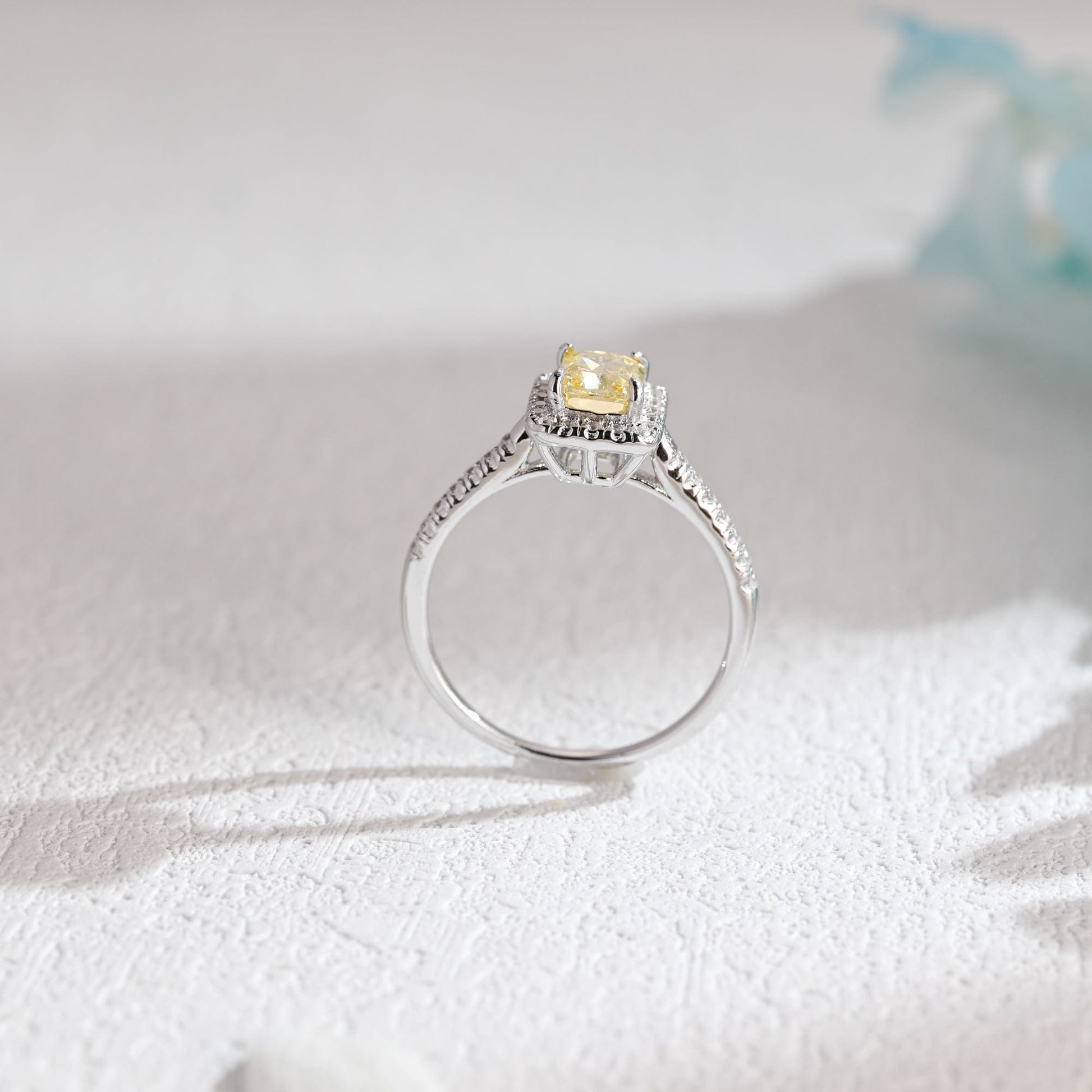 CausYou Radiant Cut Moissanite Engagement Ring Solid Gold Radiant Cut Yellow Moissanite Engagement Ring, Promise Ring, Propose Ring, Gift for Women Wife