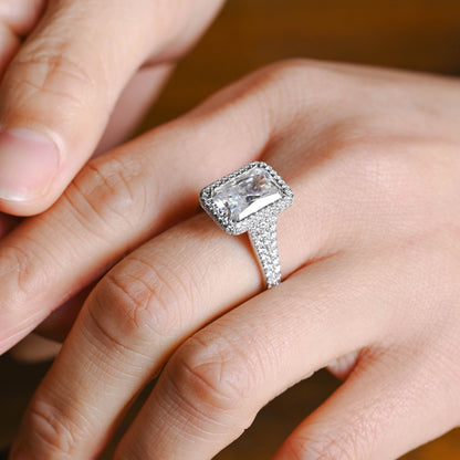 CausYou Radiant Cut Moissanite Engagement Ring Solid Gold Split Shank Radiant Cut Moissanite Engagement Ring