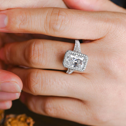 CausYou Radiant Cut Moissanite Engagement Ring Solid Gold Split Shank Radiant Cut Moissanite Engagement Ring