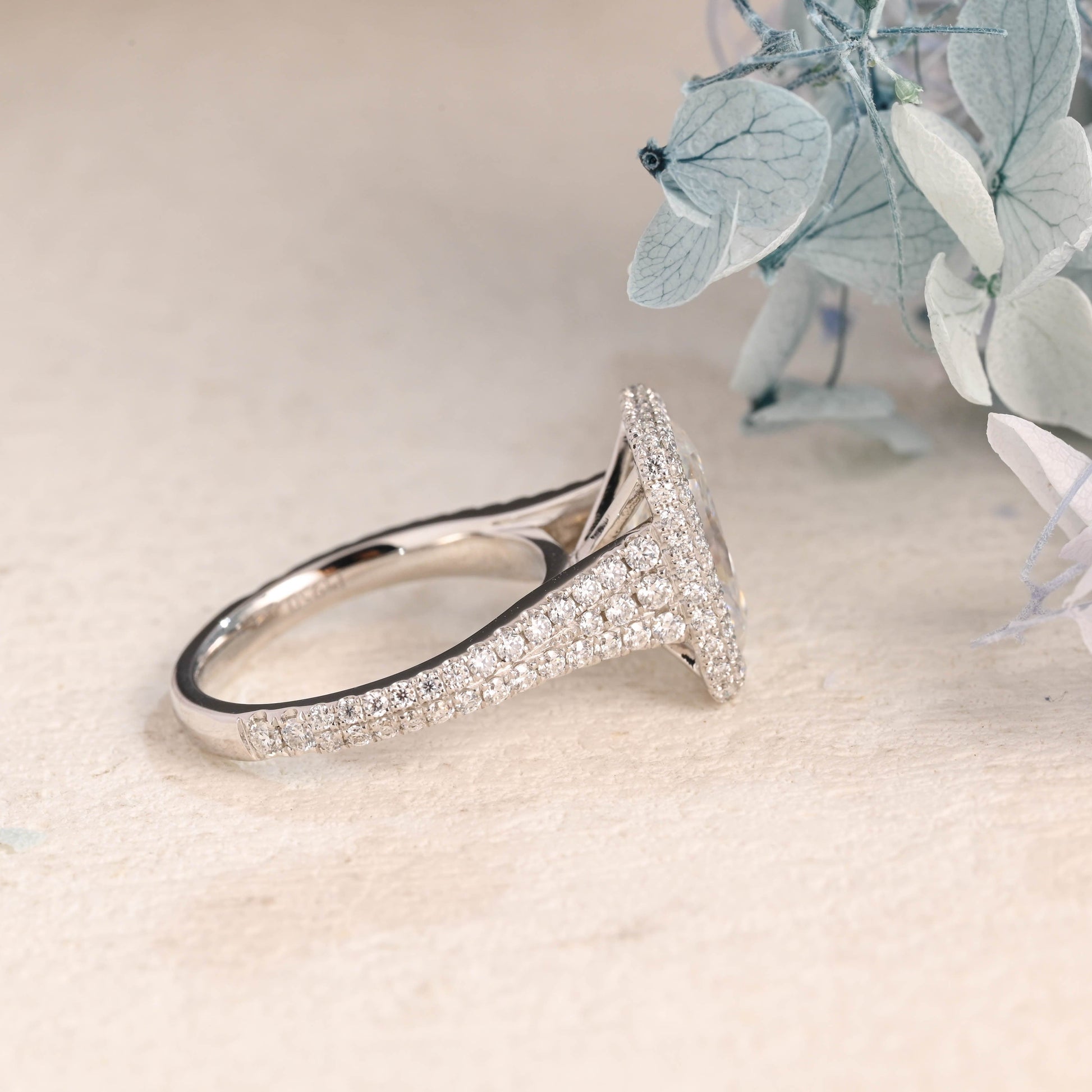 CausYou Radiant Cut Moissanite Engagement Ring Solid Gold Split Shank Radiant Cut Moissanite Engagement Ring