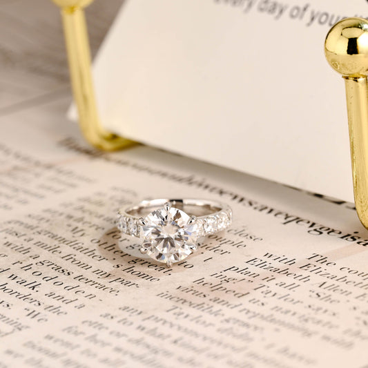 CausYou round cut diamond engagement ring CausYou Solid Gold D/VS1 Half Eternity Round Cut Lab Grown Diamond Ring, Engagement Ring, Wedding Birdal Ring