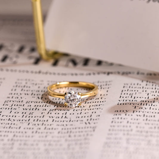 CausYou round cut diamond engagement ring CausYou Solid Gold D/VS1 Round Cut Diamond Ring, Lab Grown Diamond Engagement Ring, Wedding Promise Ring