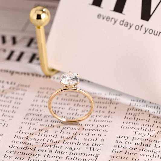 CausYou round cut diamond engagement ring CausYou Solid Gold D/VS1 Tulip Setting Lab Grown Diamond Engagement Ring, Round Cut Wedding Bridal Ring