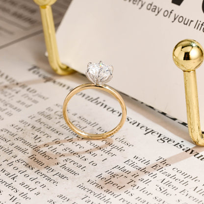 CausYou round cut diamond engagement ring CausYou Solid Gold D/VS1 Two Tone Round Cut Diamond Ring, Lab Grown Diamond Engagement Ring
