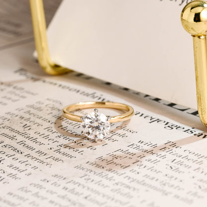 CausYou round cut diamond engagement ring CausYou Solid Gold D/VS1 Two Tone Round Cut Diamond Ring, Lab Grown Diamond Engagement Ring