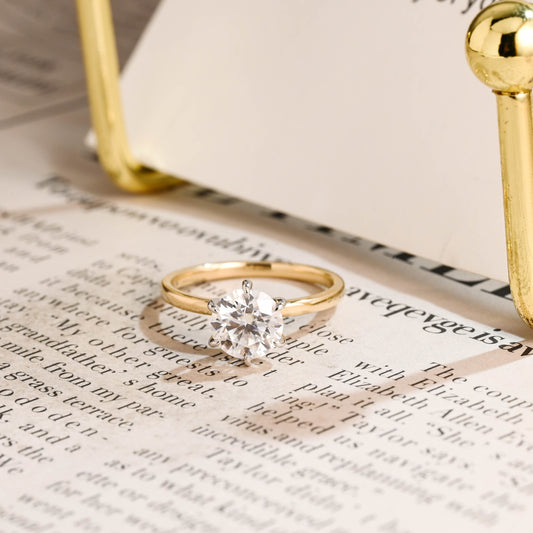 CausYou round cut diamond engagement ring CausYou Solid Gold D/VS1 Two Tone Round Cut Diamond Ring, Lab Grown Diamond Engagement Ring
