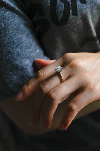 CausYou round cut diamond engagement ring CausYou Solid Gold D/VS1 Two Tone Round Cut Diamond Ring, Lab Grown Diamond Engagement Ring