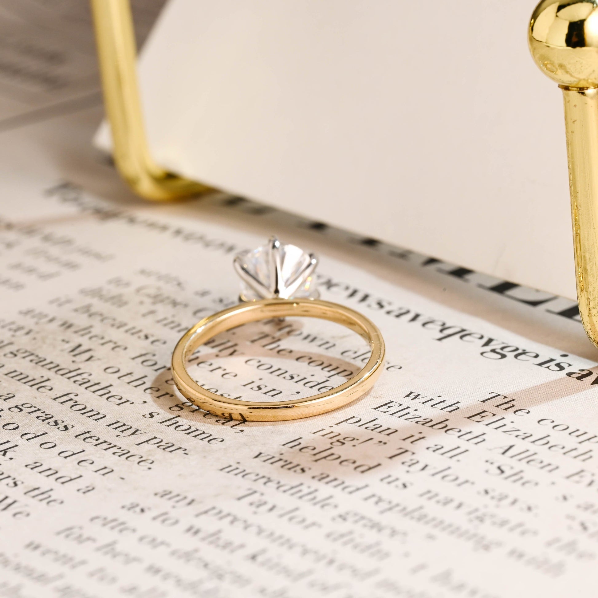 CausYou round cut diamond engagement ring CausYou Solid Gold D/VS1 Two Tone Round Cut Diamond Ring, Lab Grown Diamond Engagement Ring