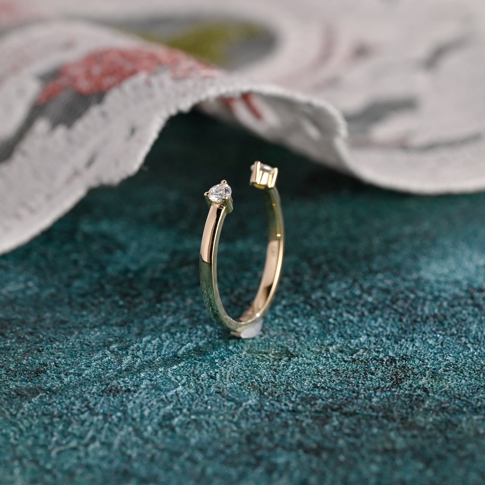 CausYou round cut diamond engagement ring CausYou Solid Gold Lab Grown Diamond Wedding Band, Diamond Open Ring Cuff Ring, Dainty Gift