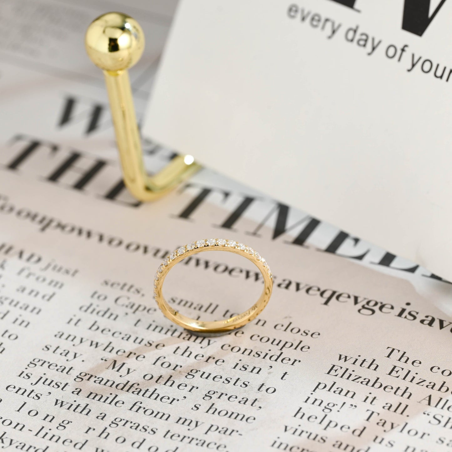 CausYou round cut diamond engagement ring CausYou Solid Gold Lab Grown Diamond Wedding Band, Half Eternity Diamond Matching Band