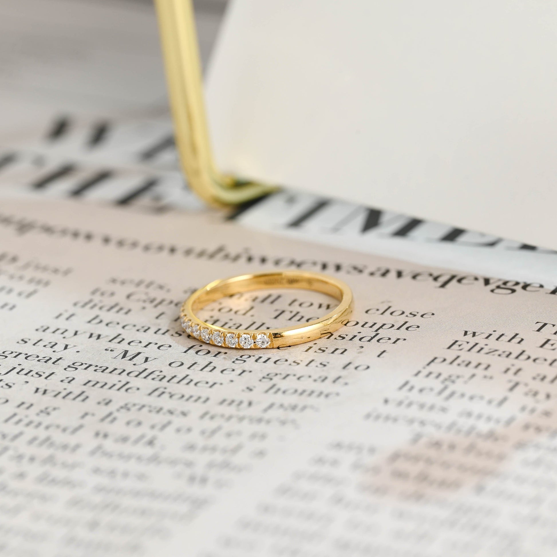 CausYou round cut diamond engagement ring CausYou Solid Gold Lab Grown Diamond Wedding Band, Half Eternity Diamond Matching Band