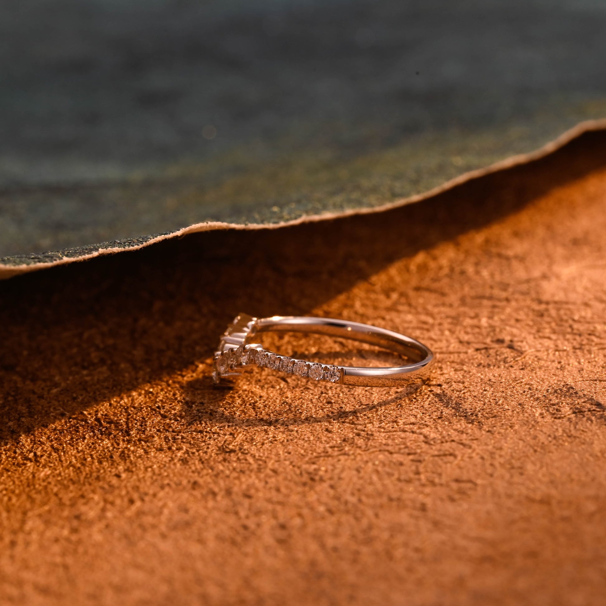 Solid Gold Curved Lab Grown Diamond Wedding Band, Matching Wedding