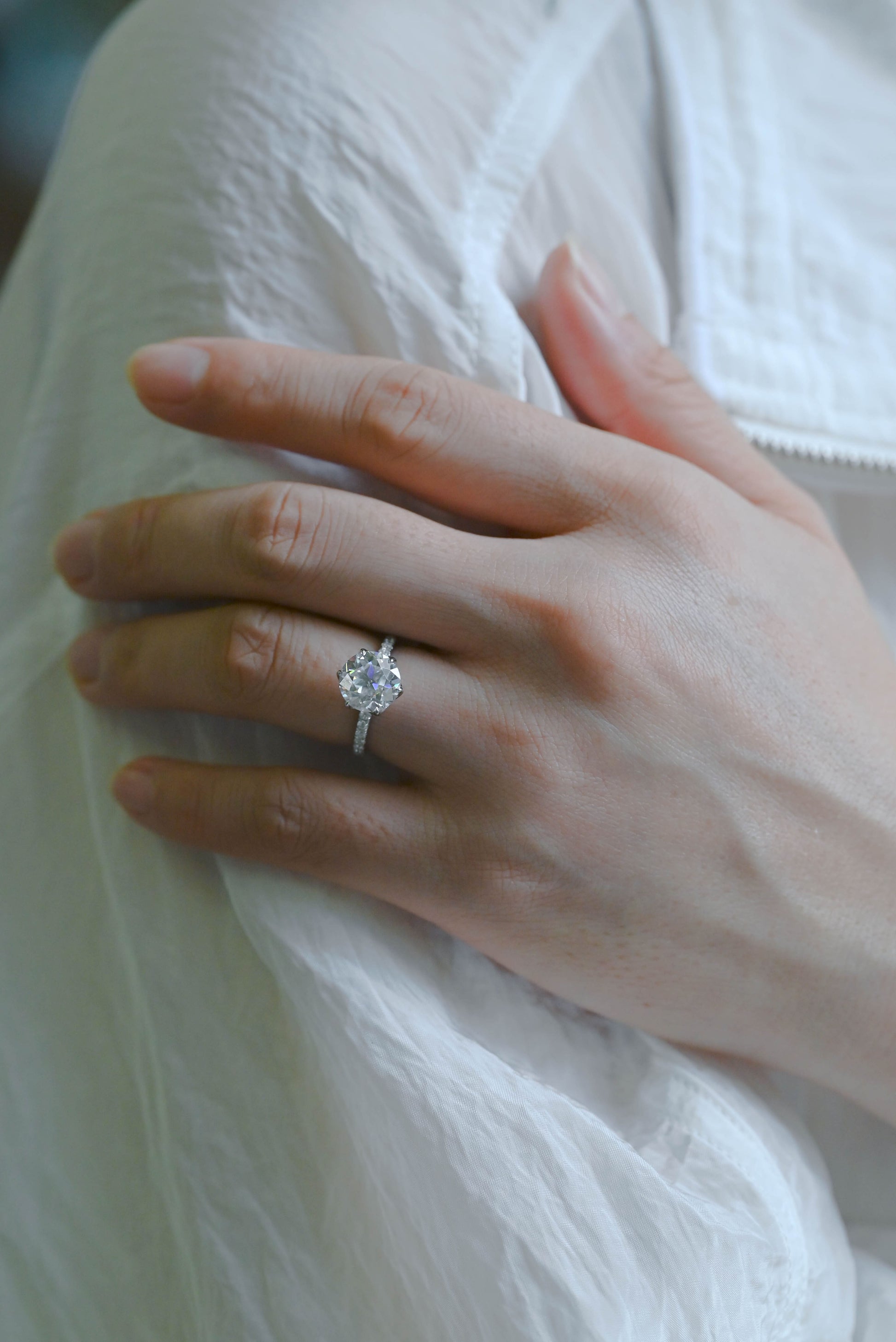 CausYou round cut diamond engagement ring Solid Gold D/VS Half Pave Tulip Setting Round Cut Lab Grown Diamond Engagement Ring