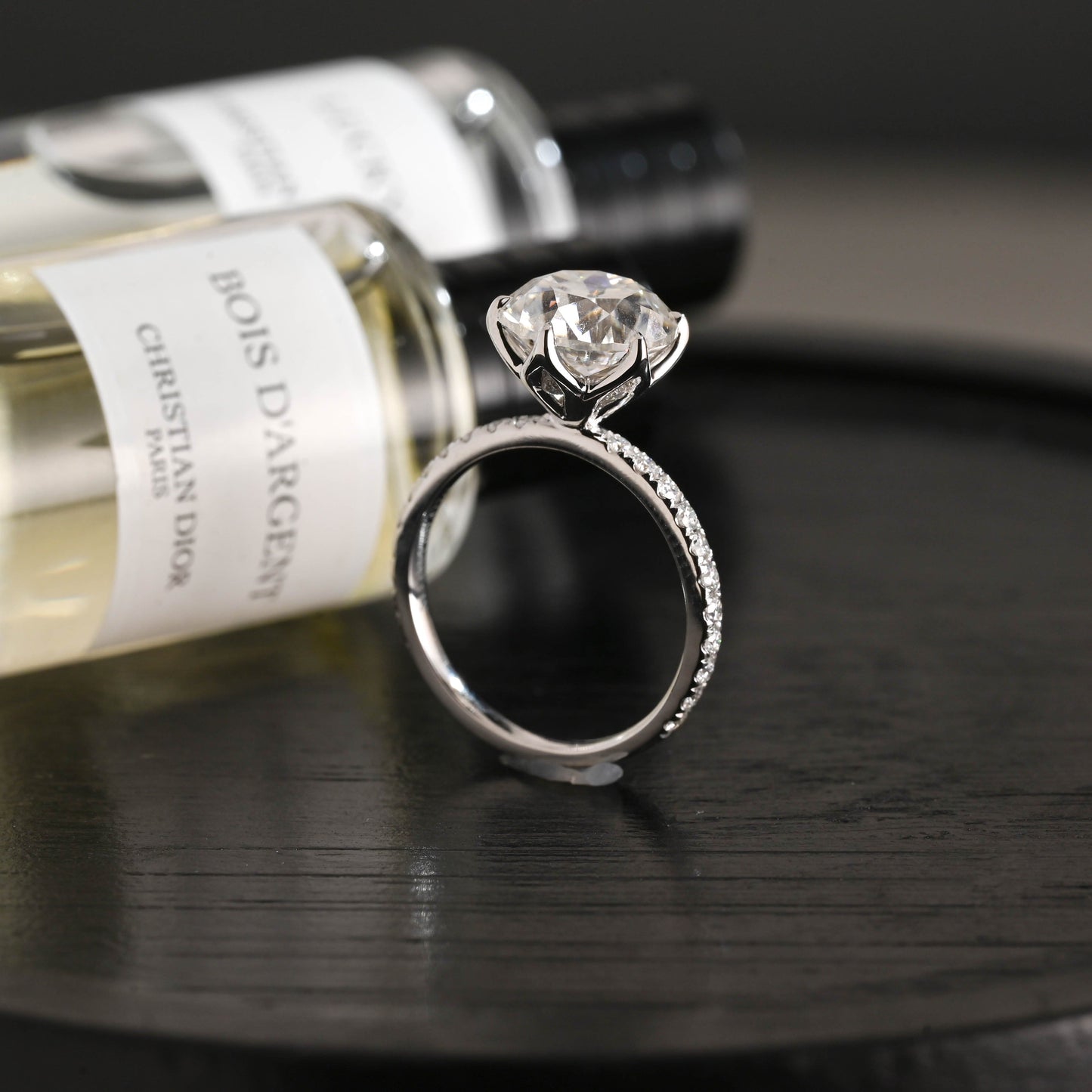 CausYou round cut diamond engagement ring Solid Gold D/VS Half Pave Tulip Setting Round Cut Lab Grown Diamond Engagement Ring