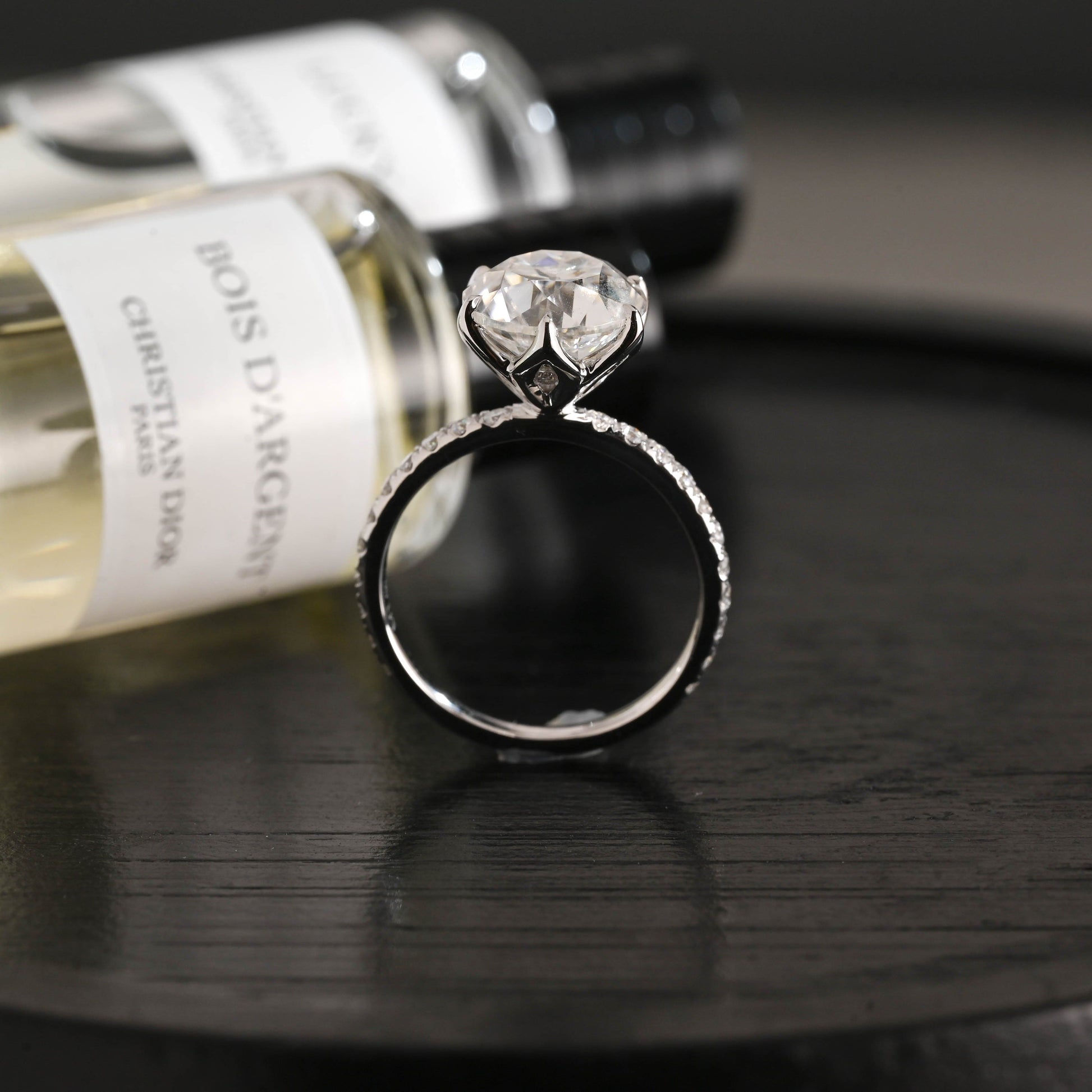 CausYou round cut diamond engagement ring Solid Gold D/VS Half Pave Tulip Setting Round Cut Lab Grown Diamond Engagement Ring