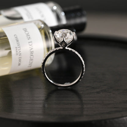 CausYou round cut diamond engagement ring Solid Gold D/VS Half Pave Tulip Setting Round Cut Lab Grown Diamond Engagement Ring