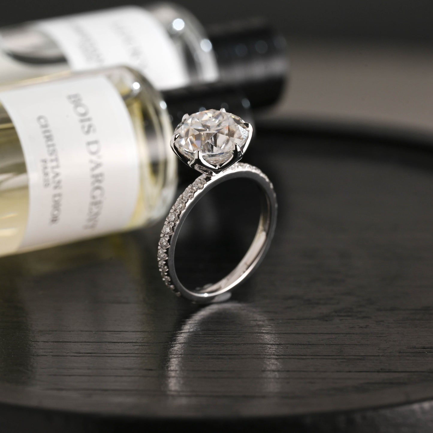 CausYou round cut diamond engagement ring Solid Gold D/VS Half Pave Tulip Setting Round Cut Lab Grown Diamond Engagement Ring