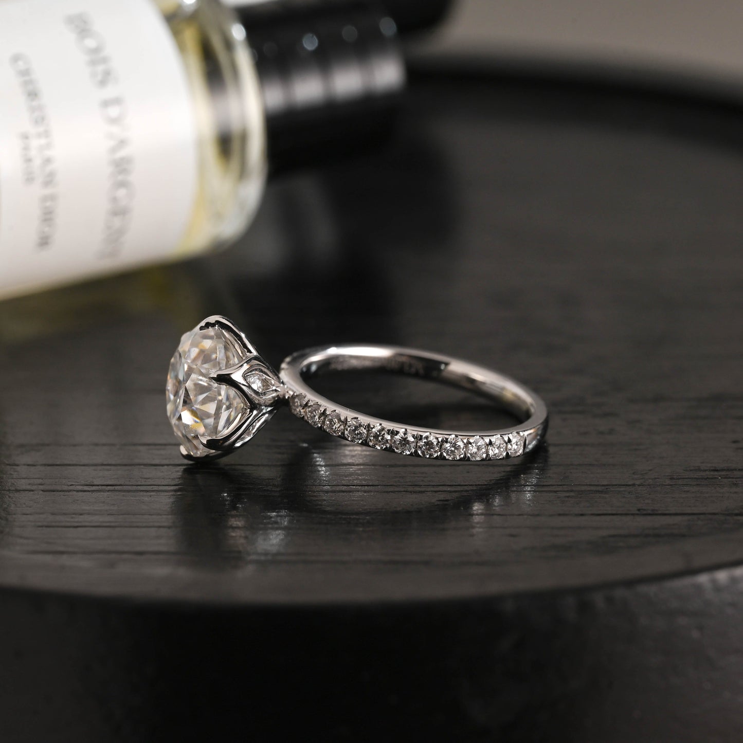 CausYou round cut diamond engagement ring Solid Gold D/VS Half Pave Tulip Setting Round Cut Lab Grown Diamond Engagement Ring