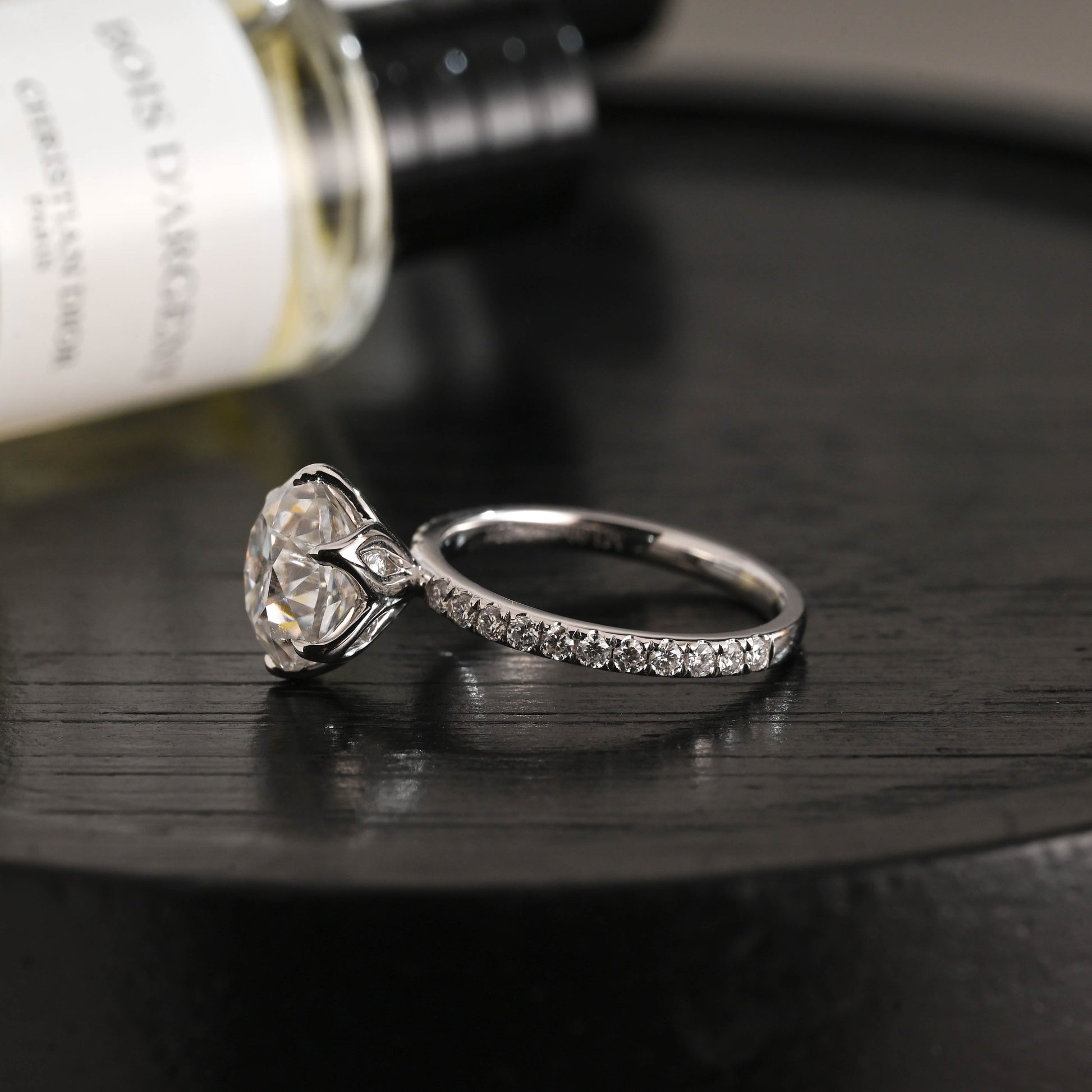 CausYou round cut diamond engagement ring Solid Gold D/VS Half Pave Tulip Setting Round Cut Lab Grown Diamond Engagement Ring