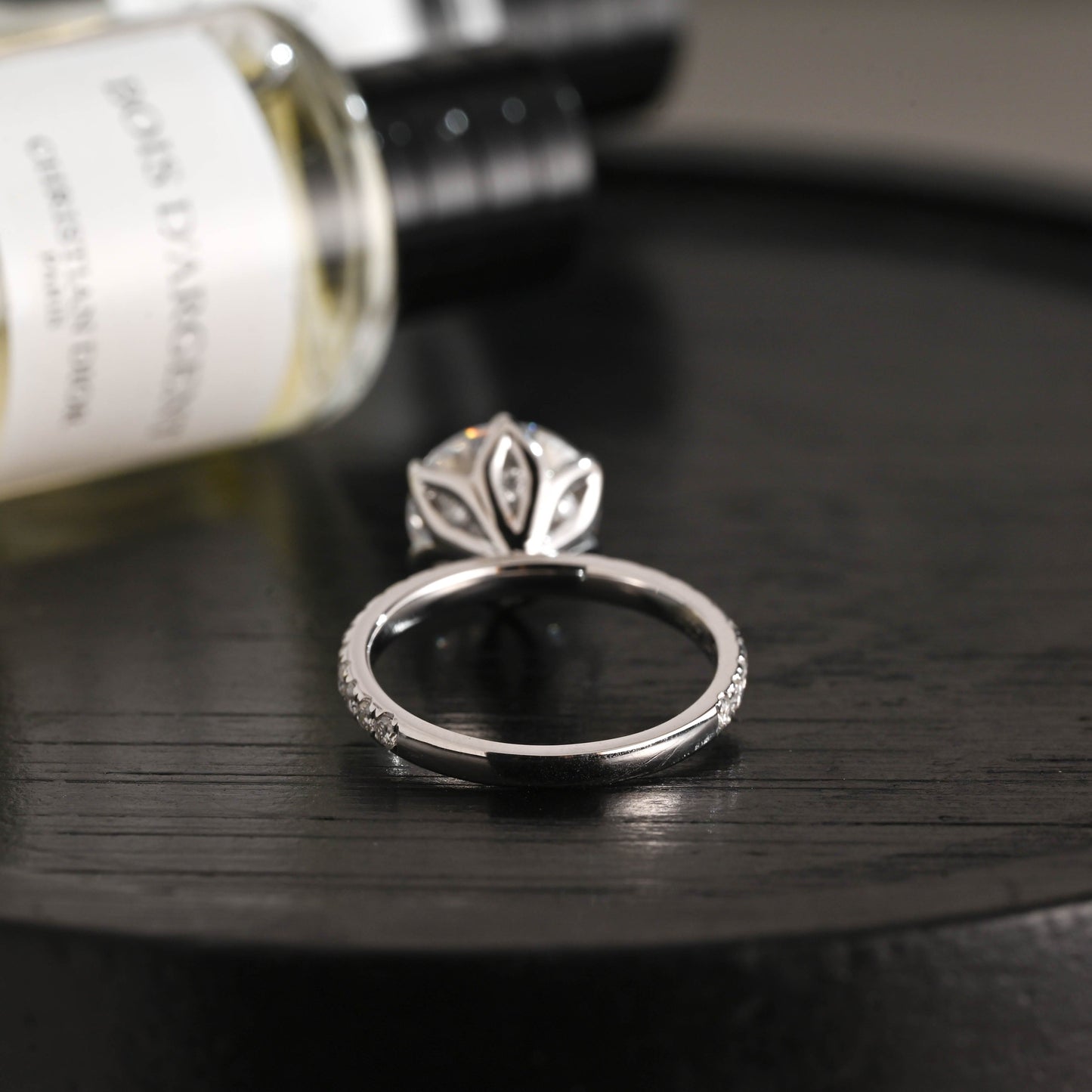 CausYou round cut diamond engagement ring Solid Gold D/VS Half Pave Tulip Setting Round Cut Lab Grown Diamond Engagement Ring