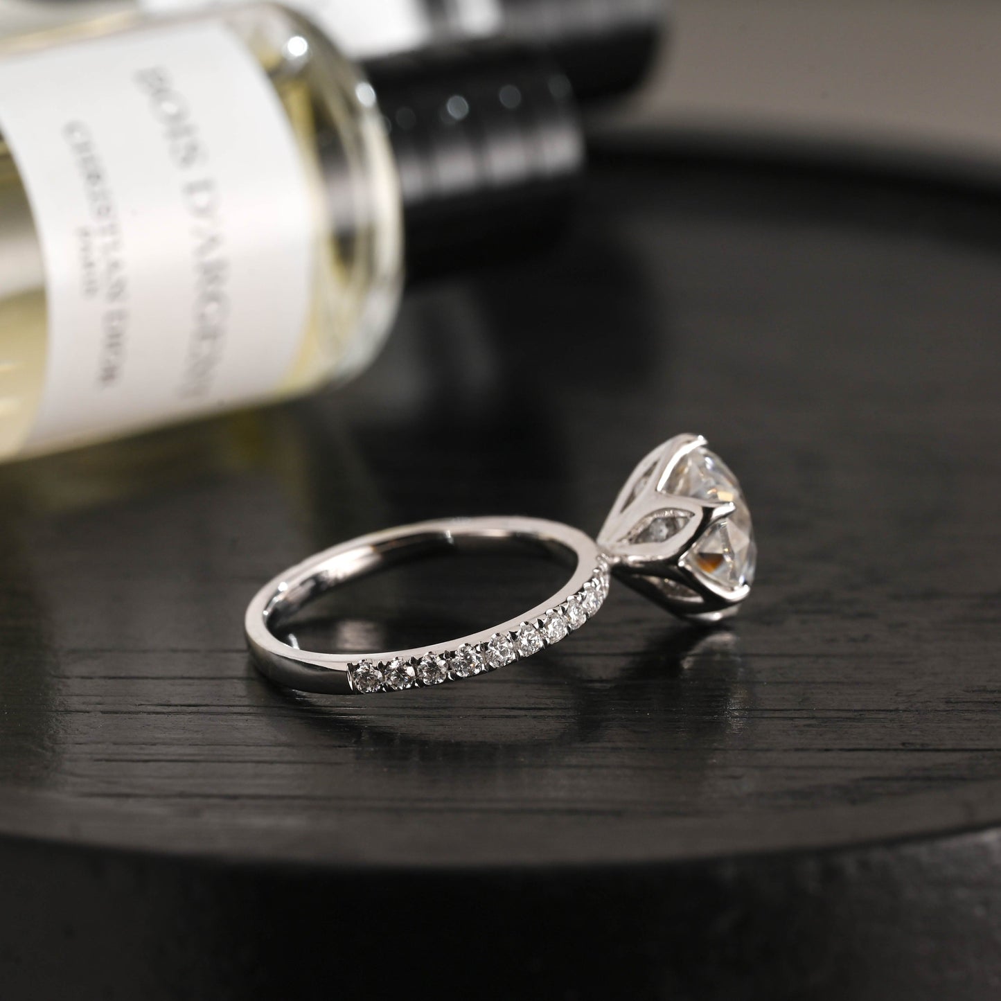 CausYou round cut diamond engagement ring Solid Gold D/VS Half Pave Tulip Setting Round Cut Lab Grown Diamond Engagement Ring
