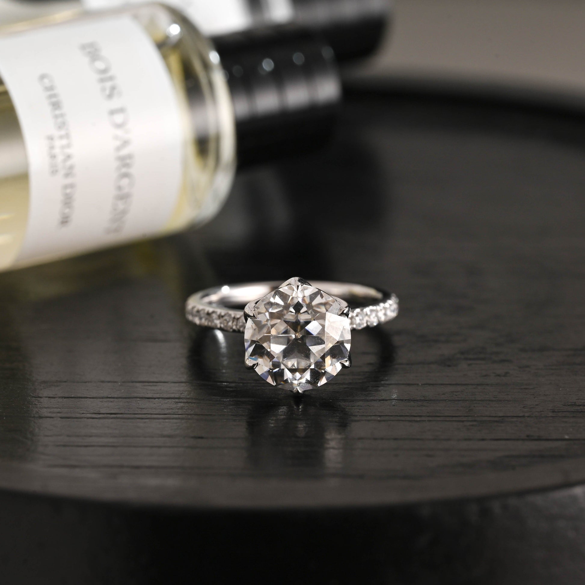 CausYou round cut diamond engagement ring Solid Gold D/VS Half Pave Tulip Setting Round Cut Lab Grown Diamond Engagement Ring