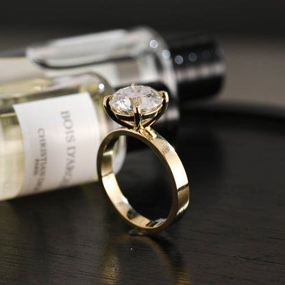 CausYou round cut diamond engagement ring Solid Gold D/VS1 3mm Wide Band Round Cut Lab Grown Diamond Engagement Ring
