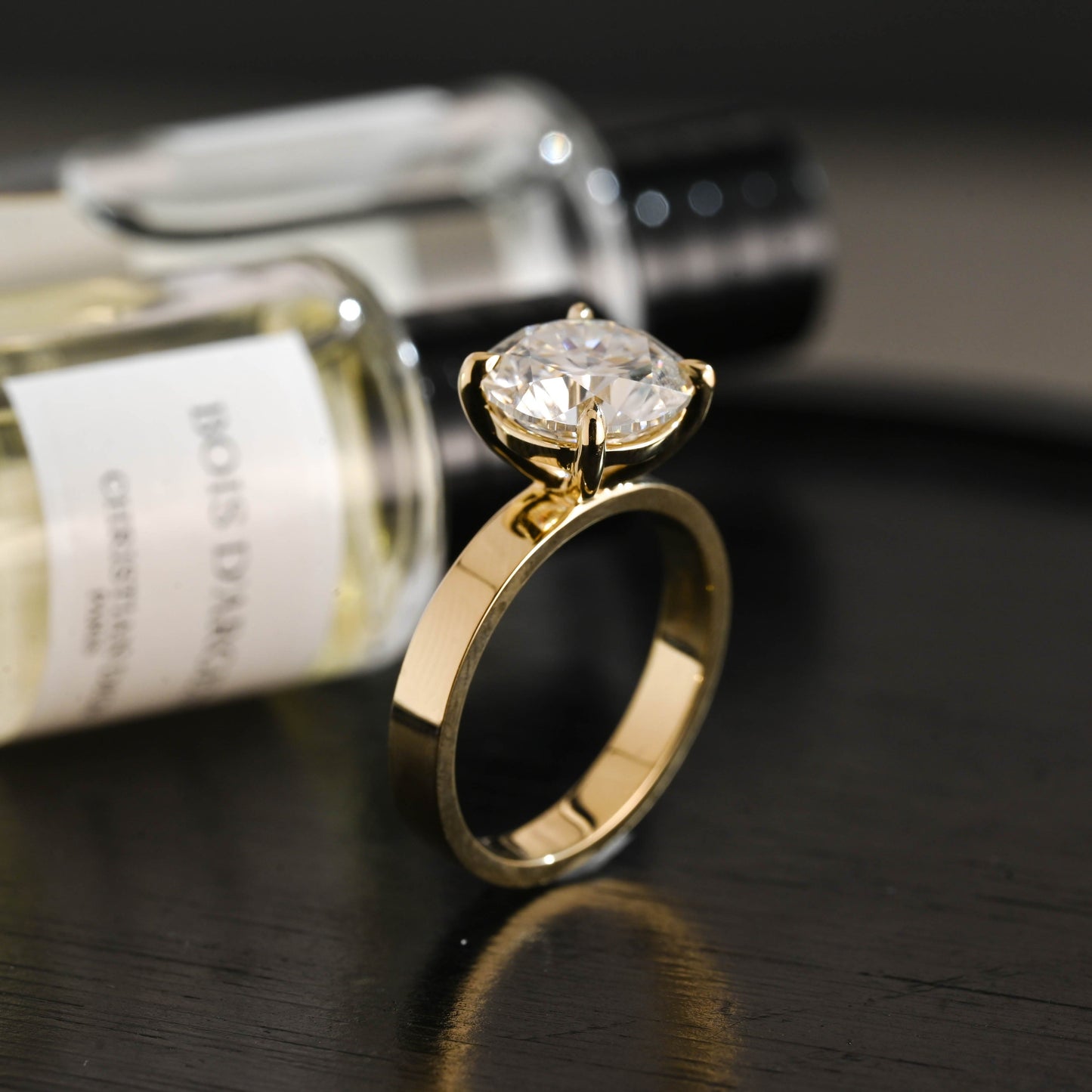 CausYou round cut diamond engagement ring Solid Gold D/VS1 3mm Wide Band Round Cut Lab Grown Diamond Engagement Ring