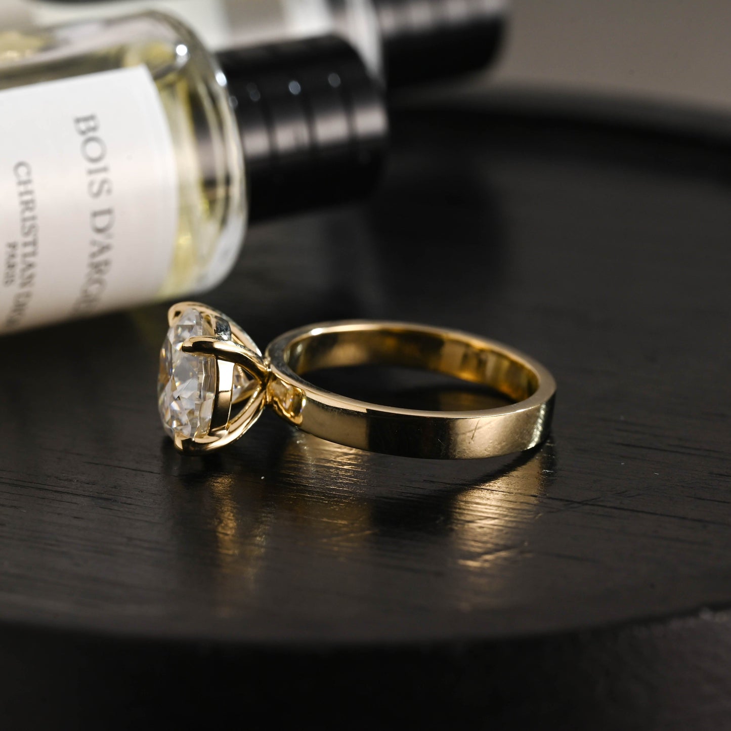 CausYou round cut diamond engagement ring Solid Gold D/VS1 3mm Wide Band Round Cut Lab Grown Diamond Engagement Ring