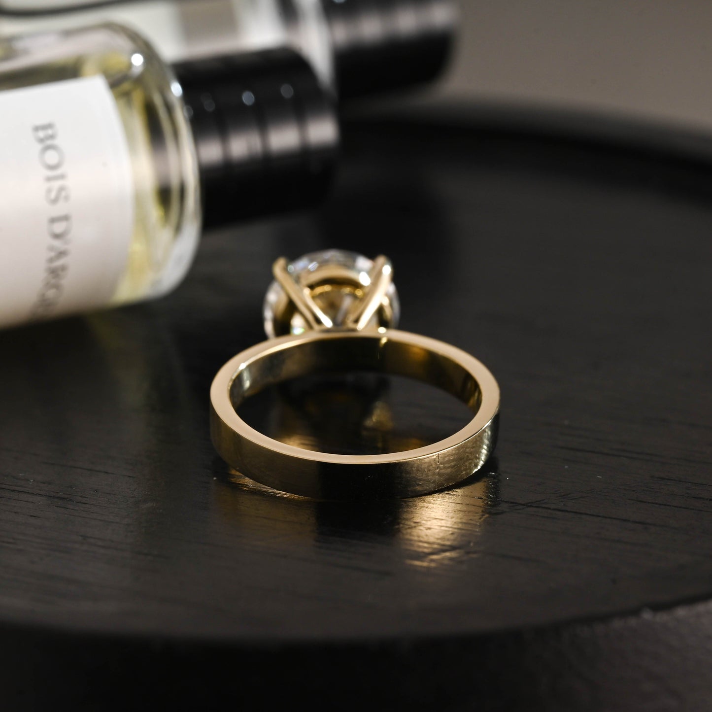 CausYou round cut diamond engagement ring Solid Gold D/VS1 3mm Wide Band Round Cut Lab Grown Diamond Engagement Ring