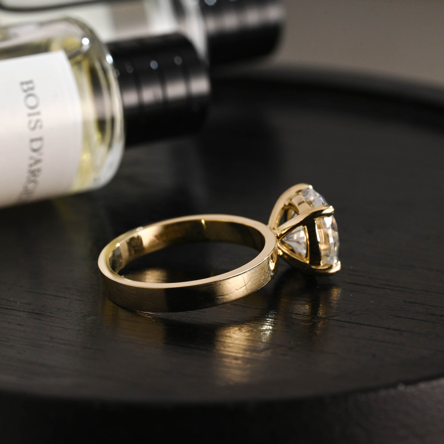 CausYou round cut diamond engagement ring Solid Gold D/VS1 3mm Wide Band Round Cut Lab Grown Diamond Engagement Ring