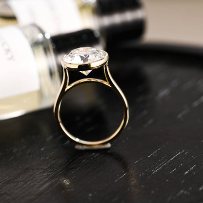 CausYou round cut diamond engagement ring Solid Gold D/VS1 Bezel High Setting Round Cut Lab Grown Diamond Engagement Ring