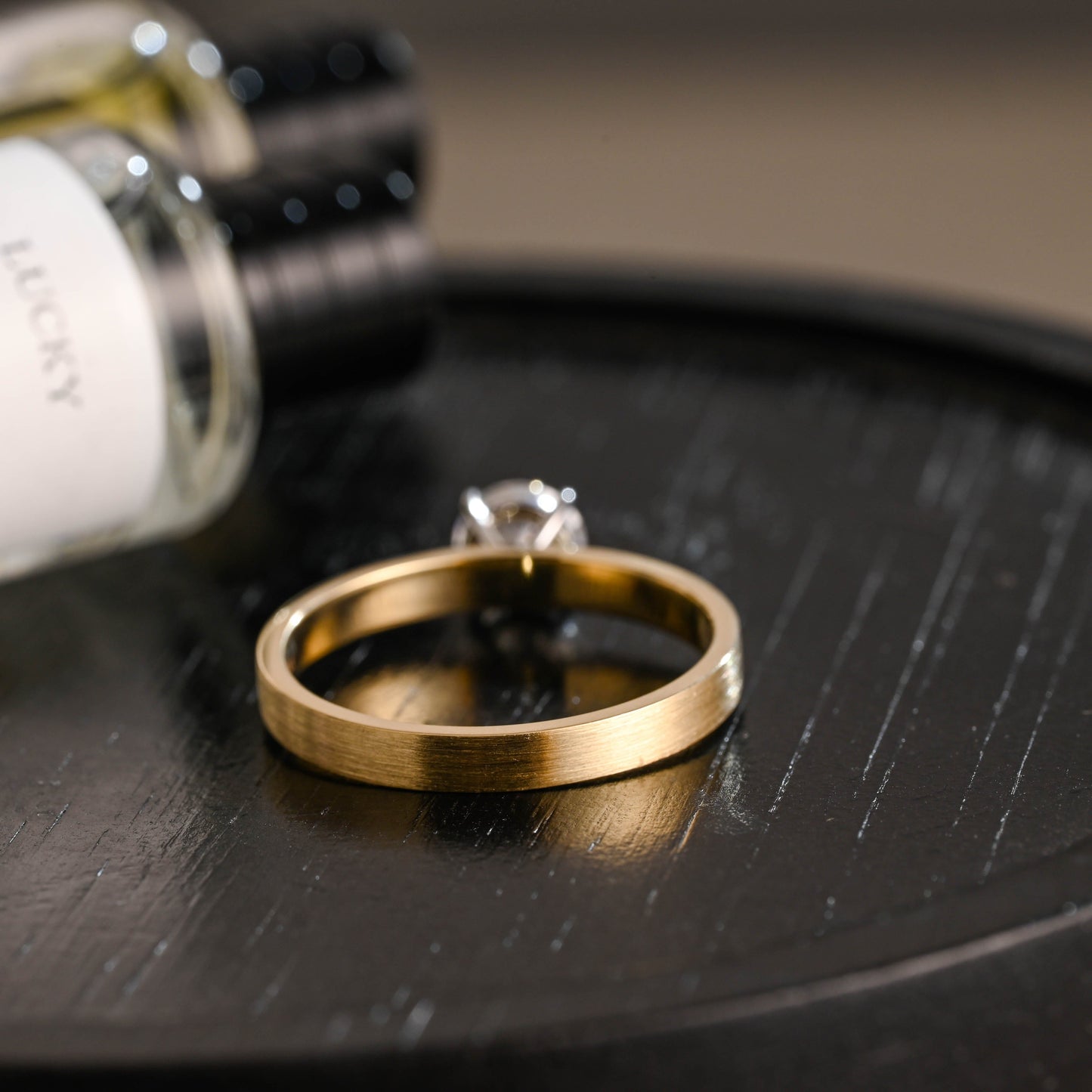 CausYou round cut diamond engagement ring Solid Gold D/VS1 Brushed Matte Round Cut Lab Grown Diamond Engagement Ring