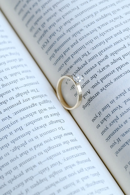 CausYou round cut diamond engagement ring Solid Gold D/VS1 Brushed Matte Round Cut Lab Grown Diamond Engagement Ring