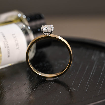 CausYou round cut diamond engagement ring Solid Gold D/VS1 Brushed Matte Round Cut Lab Grown Diamond Engagement Ring