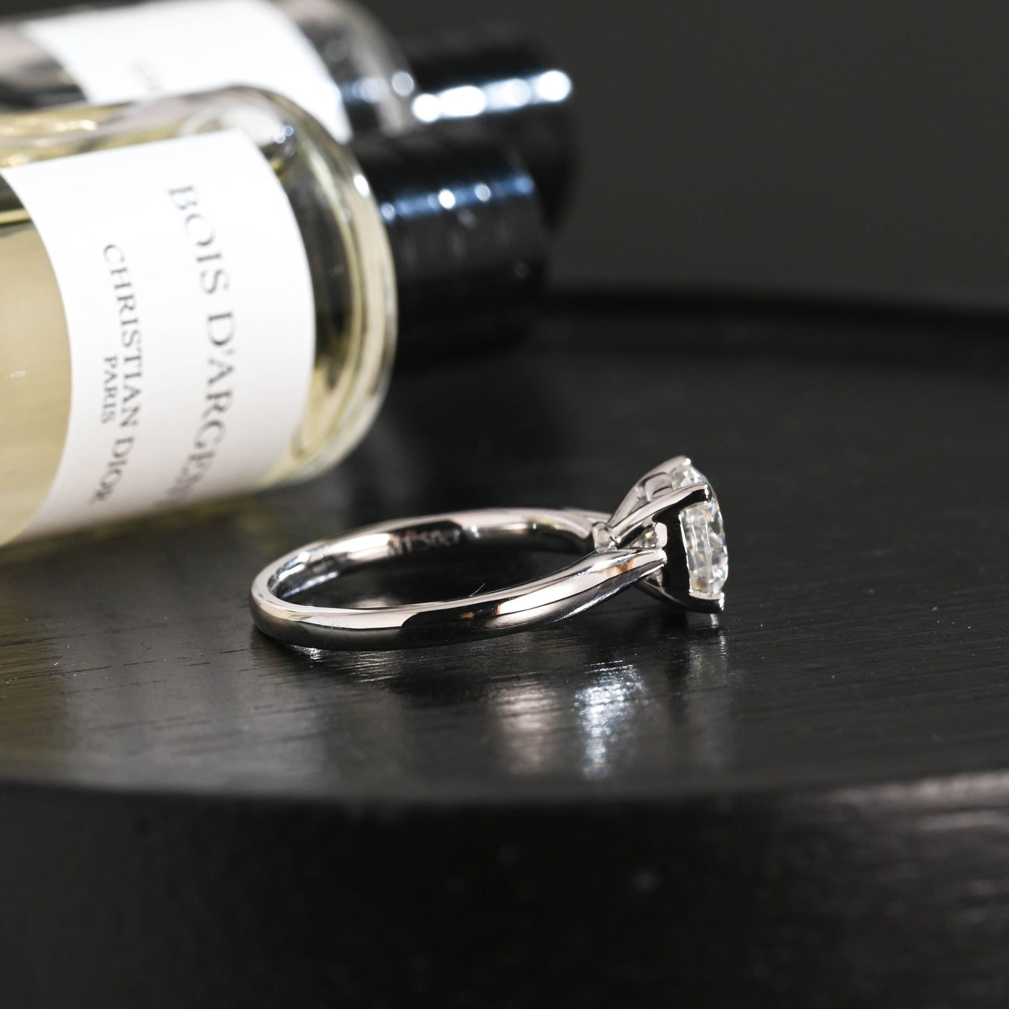 CausYou round cut diamond engagement ring Solid Gold D/VS1 Cathedral Setting Round Cut Lab Grown Diamond Engagement Ring
