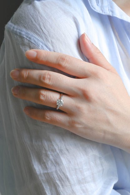CausYou round cut diamond engagement ring Solid Gold D/VS1 Cathedral Setting Round Cut Lab Grown Diamond Engagement Ring
